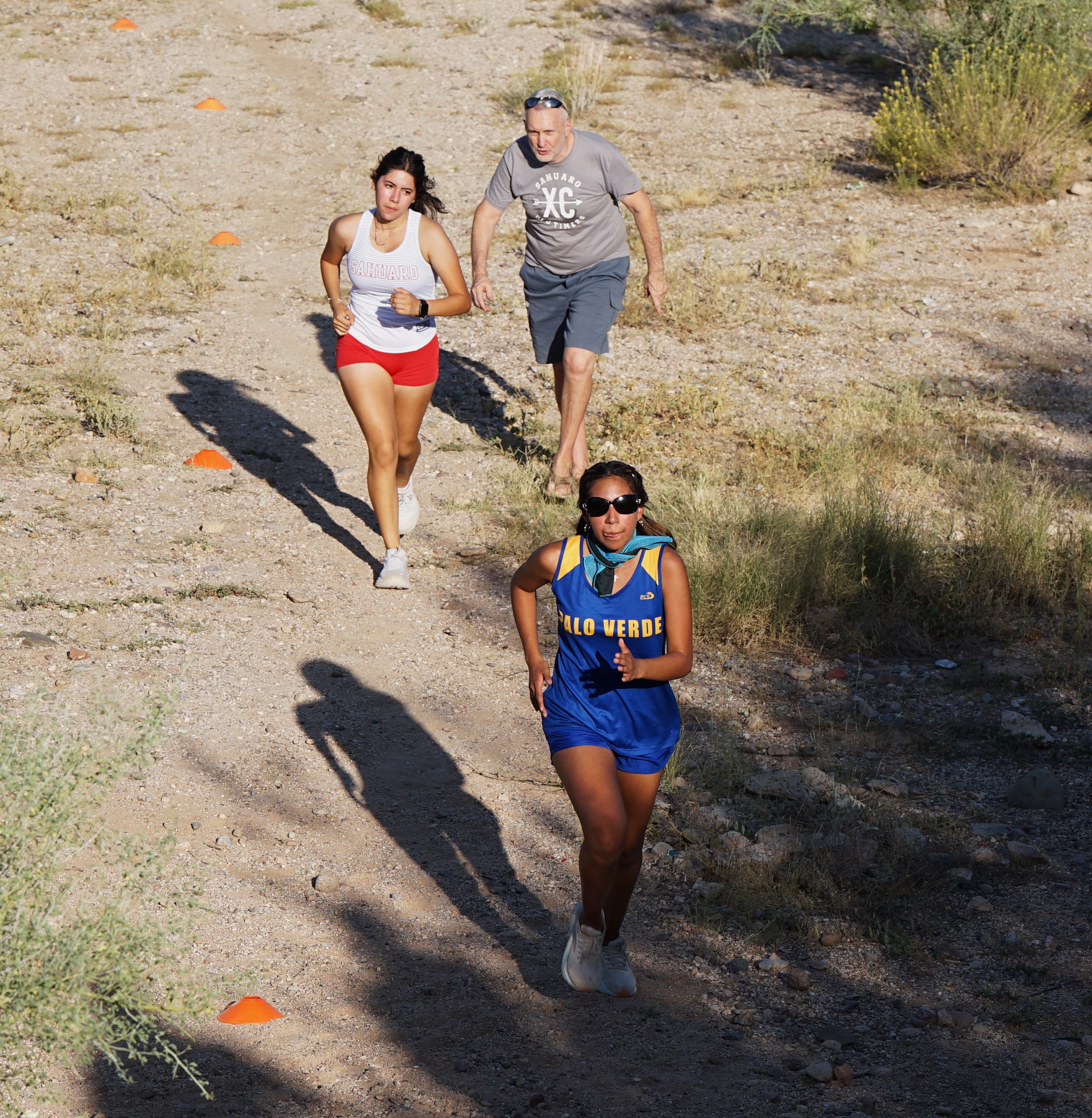 A Palo Verde cross country athlete gets ready to run up the hill