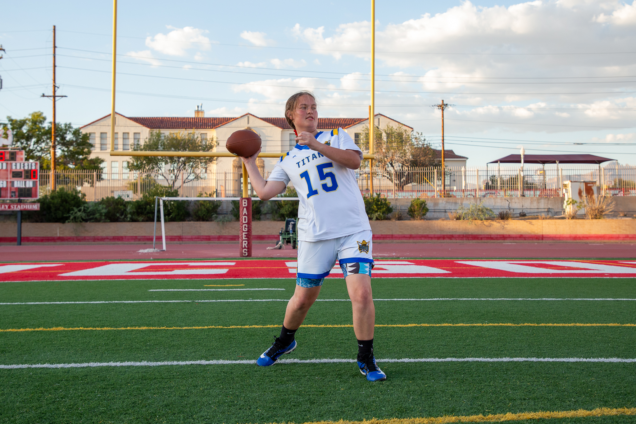 A Palo Verde player throws the football