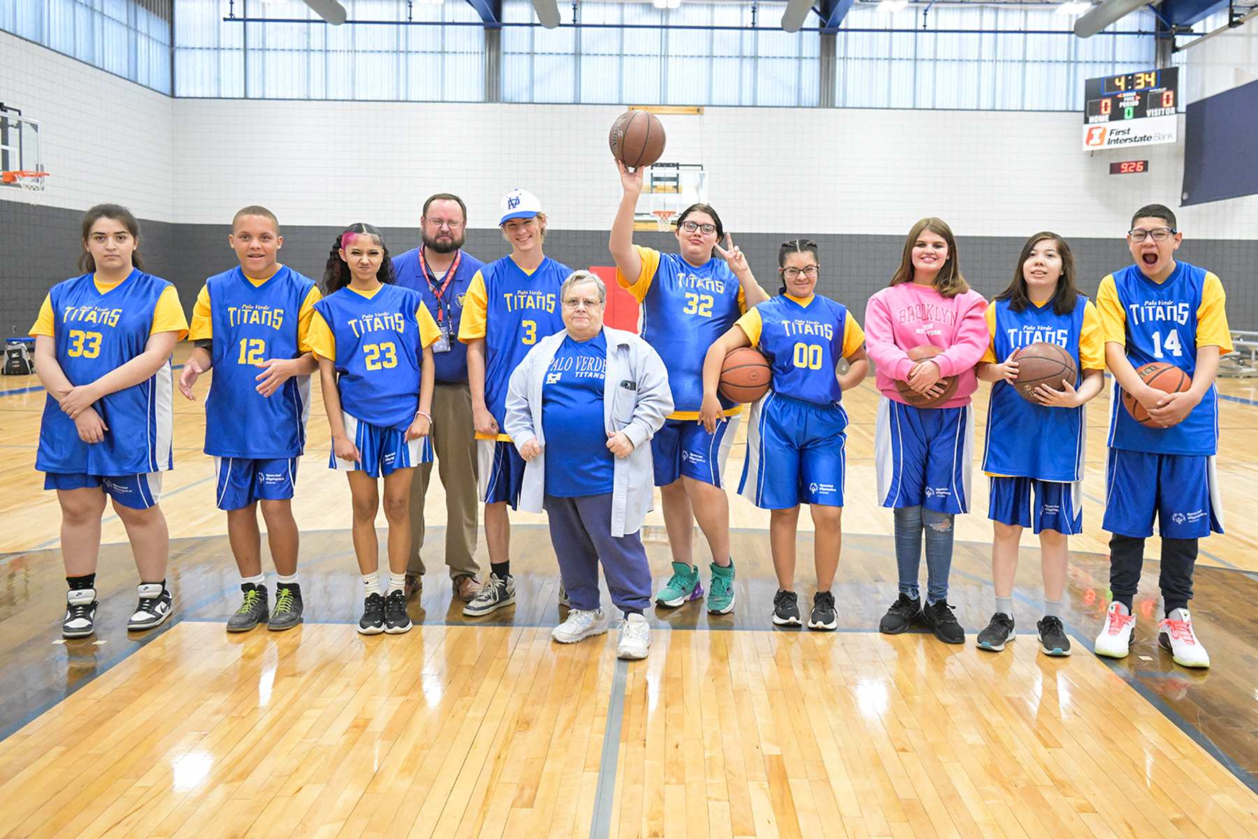 The Palo Verde Unified basketball team poses for a team photo