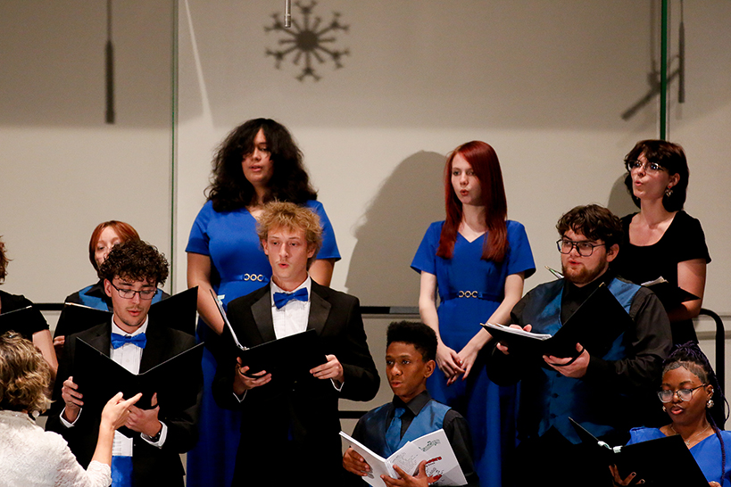 A student choir performs